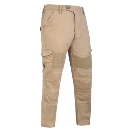Mens Tan Cotton Motorcycle Cargo Pants reinforced with protective aramid lining