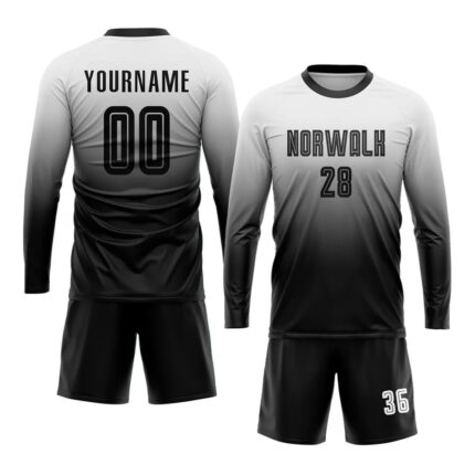 Custom White Black Sublimation Fade Fashion Soccer Uniform